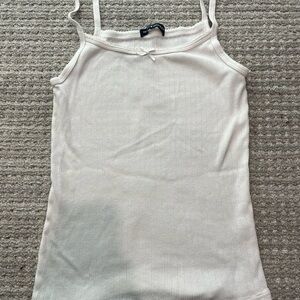 Women's White Ribbed Tank Top